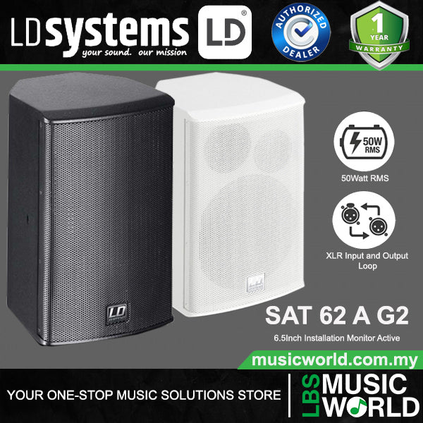 LD Systems SAT 62 A G2 50 Watt 6.5 Inch Installation Monito Active Wall Mounted Loudspeaker (SAT62 A G2)