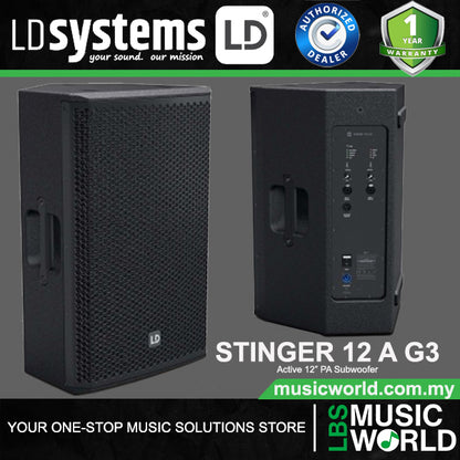LD Systems STINGER 12 A G3 Active 12 Inch 2-way Bass Reflex PA Loudspeaker (LDEB122AG3)
