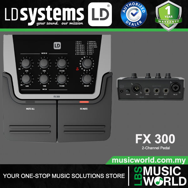 LD Systems FX 300 2 Channel Pedal with 16 Digital Effects Vocal Processor (FX300 FX-300)