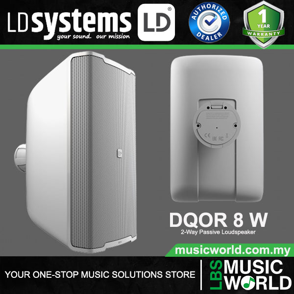 LD Systems DQOR 8 W 8 Inch 8 Ohm Two-way Passive Indoor Outdoor Installation Loudspeaker - White (LDDQOR8W)
