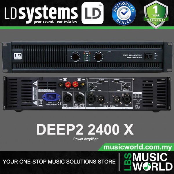 LD Systems DEEP2 2400 X 2 x 1200 Watts 2 Ohm Amp PA Power Amplifier (DP2400X DP-2400X DP 2400X)