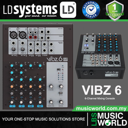 LD Systems VIBZ 6 6 Channel Mixing Console Mixer with 2 Channel Microphone (VIBZ-6 VIBZ6)