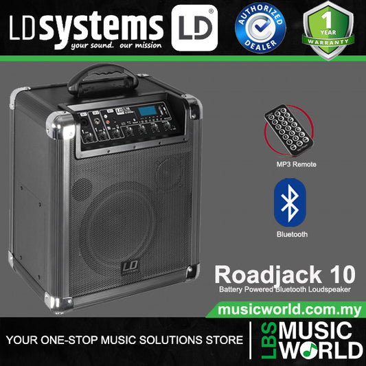 LD Systems Roadjack 10 Battery Powered Bluetooth Rechargeable Loudspeaker with Mixer and 2 Way Speaker (LDRJ10)
