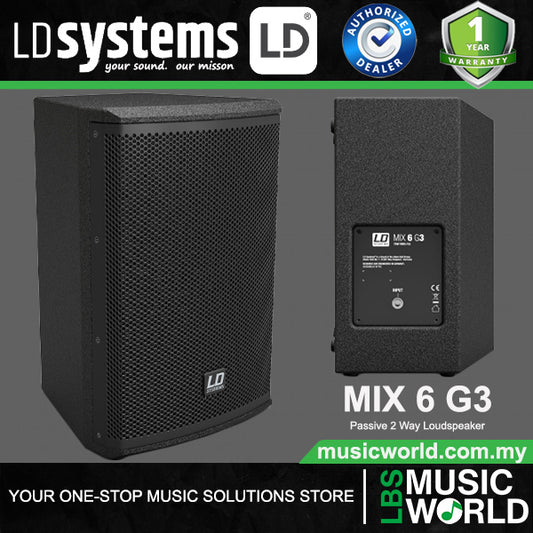 LD Systems MIX 6 G3 280 Watt Passive 2 Way Follower Loudspeaker to LD Systems MIX 6 A G3 (MIX6G3  LDMIX62G3)