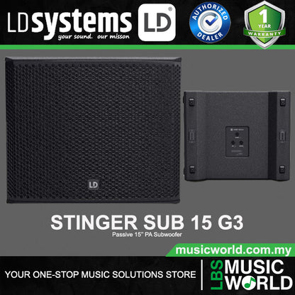 LD Systems Stinger SUB 15 G3 Passive 600W 15Inch  Bass Reflex PA Subwoofer (LDESUB15G3)