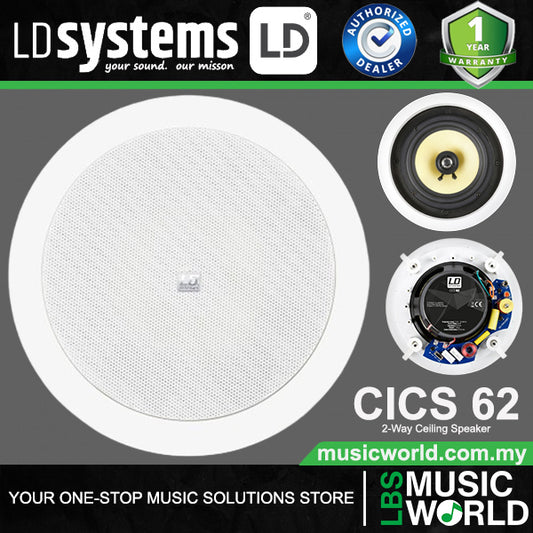 LD Systems CICS 62 60 Watt 6.5 Inch Woofer 2 Way In Ceiling Speaker or Speaker 100 Volt (CICS62 100V)