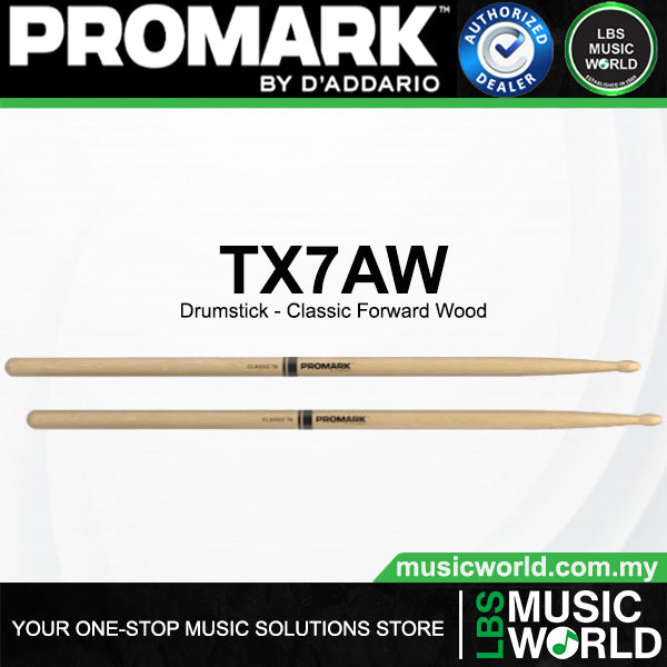 ProMark Classic Forward Series Hickory Oval Wood Tip Drumstick (TX5AW, TX5BW, TX7AW)