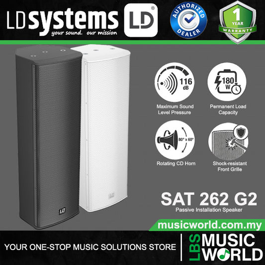 LD Systems SAT 262 G2 180 Watt 2 X 6.5 Inch Passive Installation 2 Way Speaker Wall Loudspeaker (LDSAT262G2)