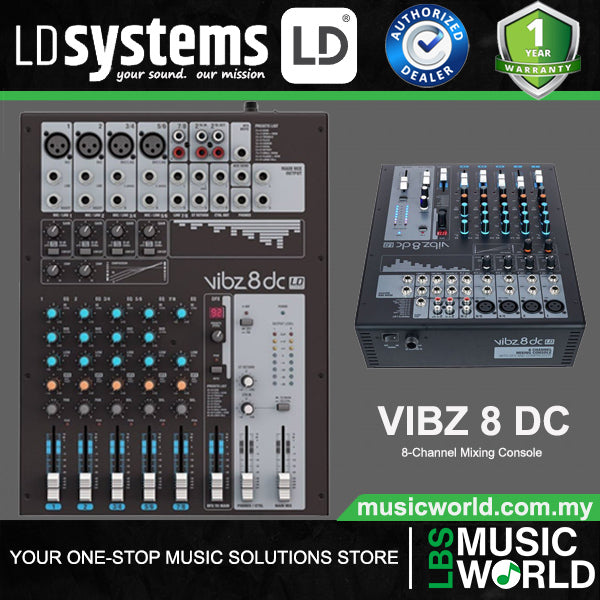 LD Systems VIBZ 8 DC 8 Channel Mixing Console with DFX and Compressor (VIBZ8 DC VIBZ8DC)