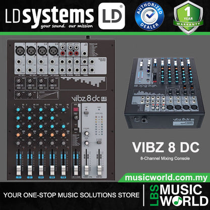 LD Systems VIBZ 8 DC 8 Channel Mixing Console with DFX and Compressor (VIBZ8 DC VIBZ8DC)
