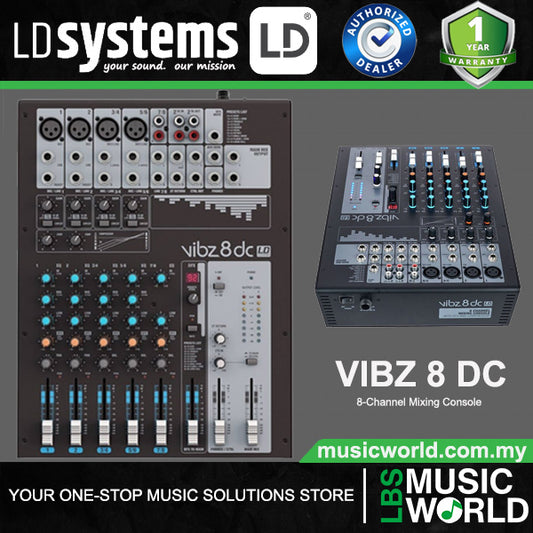 LD Systems VIBZ 8 DC 8 Channel Mixing Console with DFX and Compressor (VIBZ8 DC VIBZ8DC)