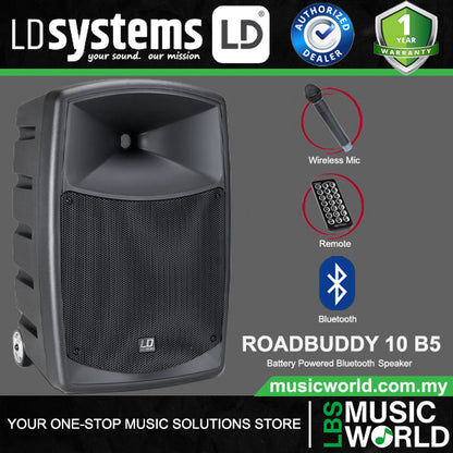 LD Systems ROADBUDDY 10 B5 480 Watt Battery Powered Bluetooth Speaker with Mixer and Wireless Microphone