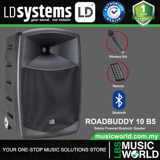LD Systems ROADBUDDY 10 B5 480 Watt Battery Powered Bluetooth Speaker with Mixer and Wireless Microphone