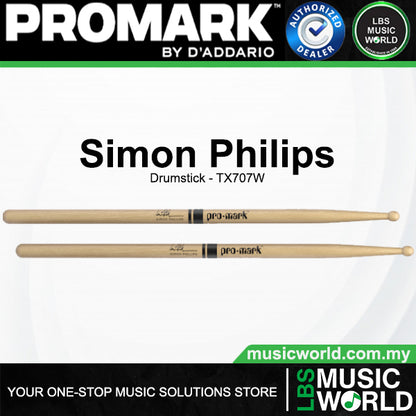 ProMark TX707W Artist Series Simon Phillips Hickory Wood Tip Drumstick