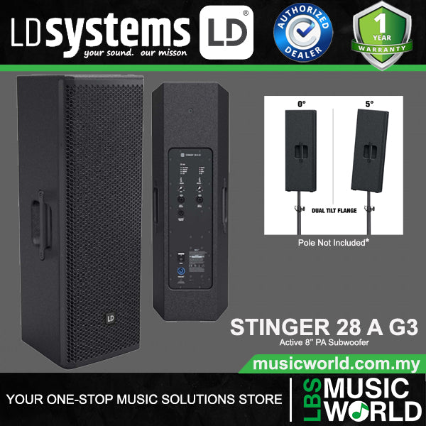 LD Systems Stinger 28 G3 Active 500W 8 Inch 2 Way Passive Bass Reflex PA Speaker (LDEB282AG3)