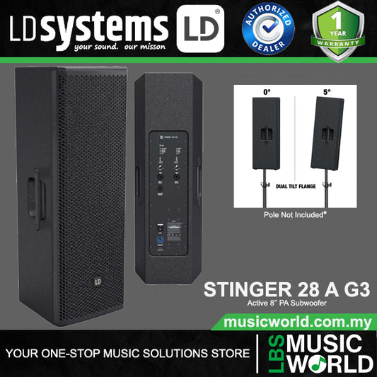 LD Systems Stinger 28 G3 Active 500W 8 Inch 2 Way Passive Bass Reflex PA Speaker (LDEB282AG3)