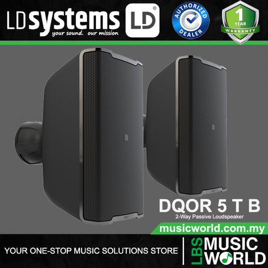 LD Systems DQOR 5 T B 5 Inch 16 Ohm Two-way Passive Indoor Outdoor Installation Loudspeaker - Pair (LDDQOR5TB)