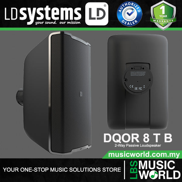 LD Systems DQOR 8 T B 8 Inch 16 Ohm Two-way Passive Indoor Outdoor Installation Loudspeaker - Black (LDDQOR8TB)