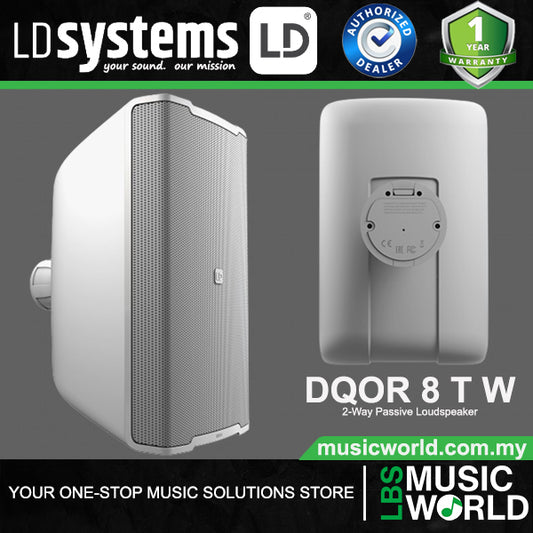 LD Systems DQOR 8 T W 8 Inch 16 Ohm Two-way Passive Indoor Outdoor Installation Loudspeaker - White (LDDQOR8TW)
