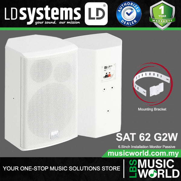 LD Systems SAT 62 G2 80 Watt 6.5 Inch Installtion Monitor Passive Wall Mounted Loudspeaker - Pair (SAT62G2 SAT62 G2)