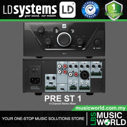 LD Systems PRE ST 1 4 Channel Stereo Mixer Preamplifier (PREST1 PRE-ST-1)