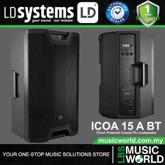 LD Systems ICOA 15 A BT 300 Watt 15 Inch Active Powered Coaxial PA Loudspeaker with Bluetooth (LDICOA15ABTINT)