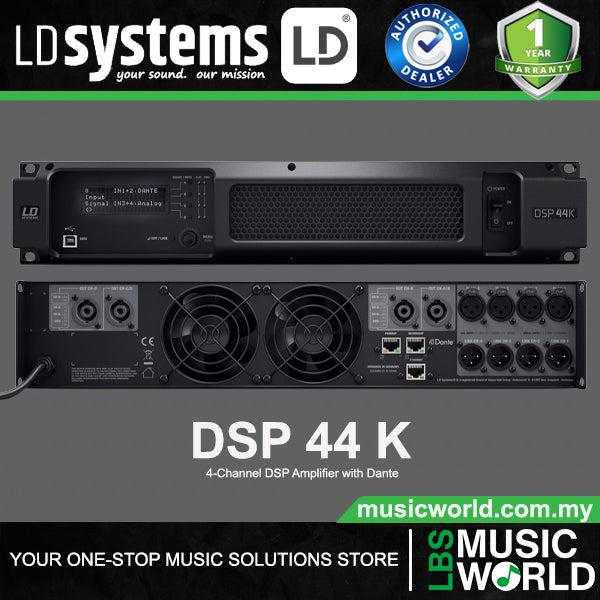 LD Systems DSP 44 K 4 Channel 4 x 1200 Watts DSP Power Amplifier with Dante (DSP44K DSP-44-K)