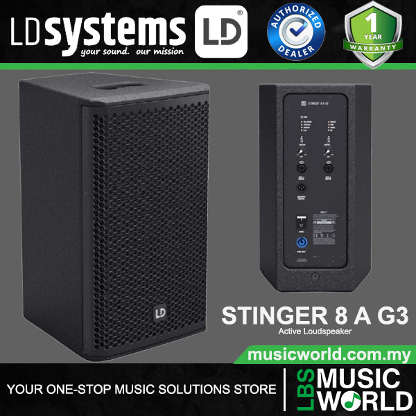 LD Systems STINGER 8 A G3 Active 8 Inch 2-way Bass Reflex PA Loudspeaker (LDEB82AG3)