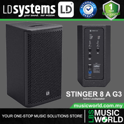 LD Systems STINGER 8 A G3 Active 8 Inch 2-way Bass Reflex PA Loudspeaker (LDEB82AG3)