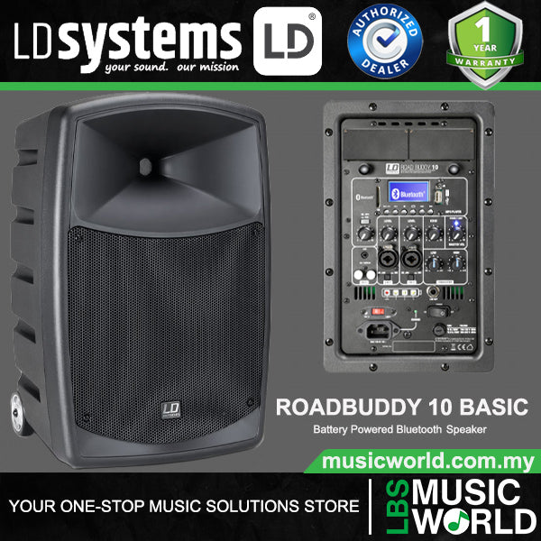 LD Systems ROADBUDDY 10 BASIC 480 Watt Battery Powered Bluetooth Speaker with Built in Wheel