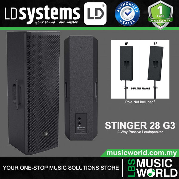 LD Systems Stinger 28 G3 Passive 400W 8 Inch 2 Way Passive Bass Reflex PA Speaker (LDEB282G3)