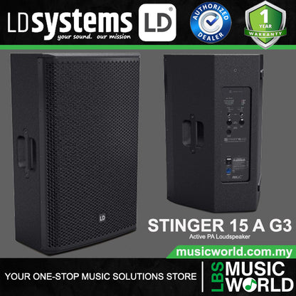 LD Systems STINGER 15 A G3 Active 15 Inch 2-way Bass Reflex PA Loudspeaker (LDEB152AG3)