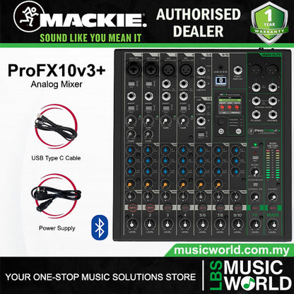 Mackie ProFX10v3+ 10 Channel Analog Mixer with USB Recording and Bluetooth