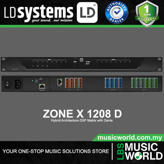 LD Systems ZONE X 1208 D Hybrid Architecture DSP Matrix with 12 in and 8 Out Plus Dante (LDZONEX1208-DINT LDZONEX1208)