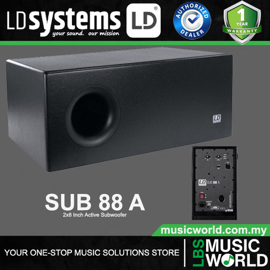 LD Systems SUB 88 A 150 Watt 2 x 8 Inch Active Installation Subwoofer (SUB88 A SUB88A SUB88-A)