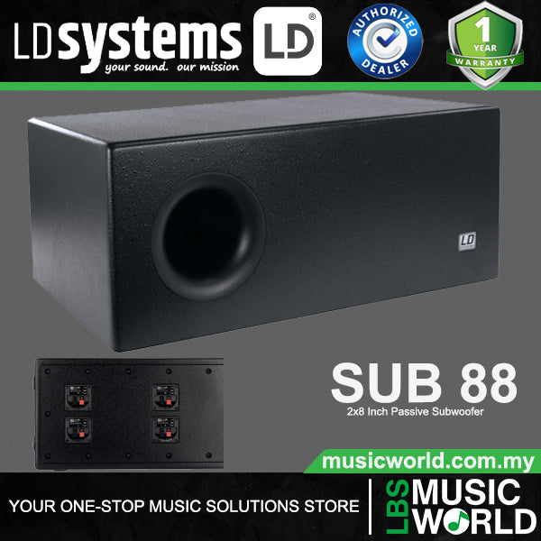 LD Systems SUB 88 180 Watt 2x8 Inch Installation Passive Subwoofer (SUB88 SUB-88)