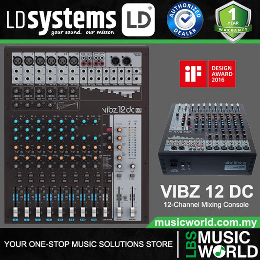 LD Systems VIBZ 12 DC 12 Channel Mixing Console with DFX and Compressor (VIBZ12 DC VIBZ12DC)