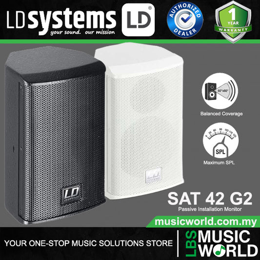 LD Systems SAT 42 G2 60 Watt 4 Inch Passive Installation Monitor Wall Mounted Loudspeaker with 2 Way Speaker - Pair (LDSAT42G2)