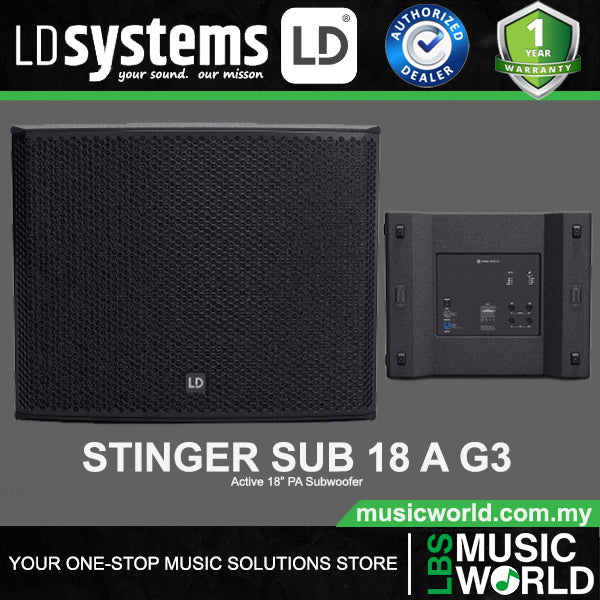 LD Systems Stinger SUB 18 A G3 Active 800W 18Inch Bass Reflex PA Subwoofer (LDESUB18AG3)