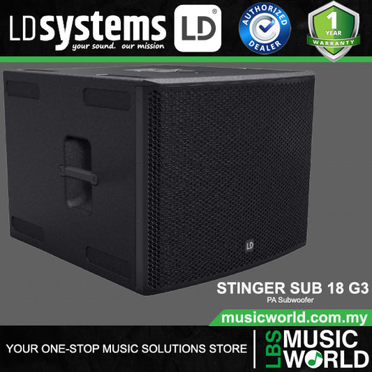 LD Systems STINGER SUB 18 G3 800 Watt 18 Inch Passive Bass Reflex PA Subwoofer (LDESUB18G3)