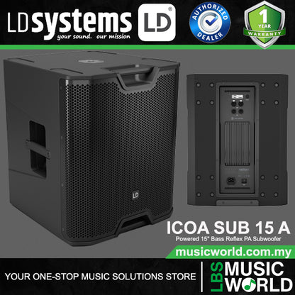 LD Systems ICOA SUB 15 A 400 Watt Powered 15 Inch Bass Reflex PA Subwoofer (LDICOASUB15A)