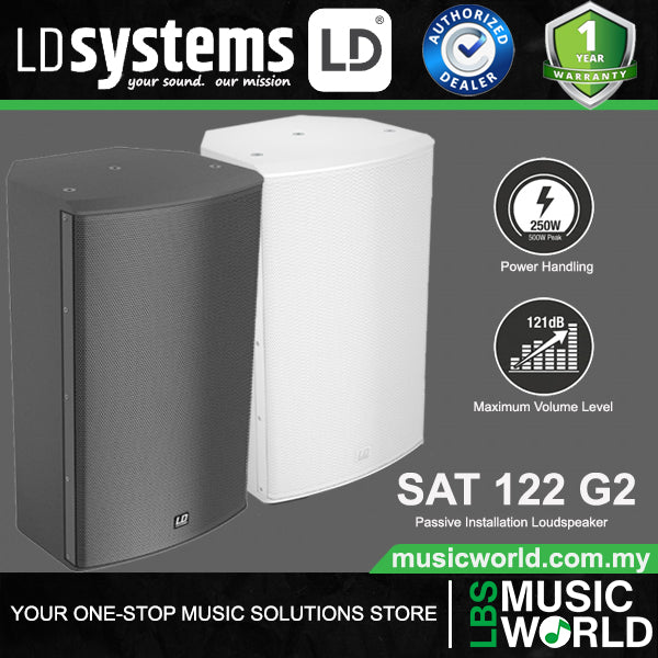 LD Systems SAT 122 G2 250 Watt 12 Inch Passive Installation 2 Way Speaker Wall Loudspeaker (LDSAT122G2)