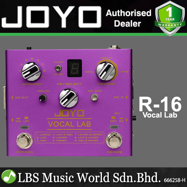 Joyo R-16 Vocal Lab Harmony and Reverb Guitar Effect Pedal (R16 R 16)