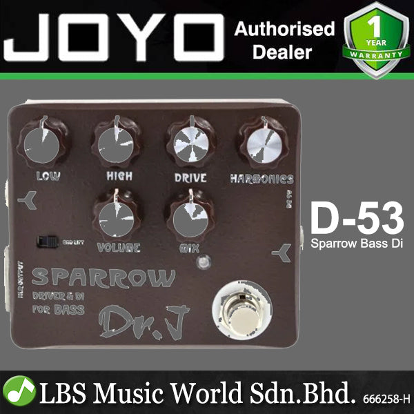 Joyo D-53 Dr.J Sparrow Bass Di Xlr And Drive Effect Guitar Pedal (D53 D 53)
