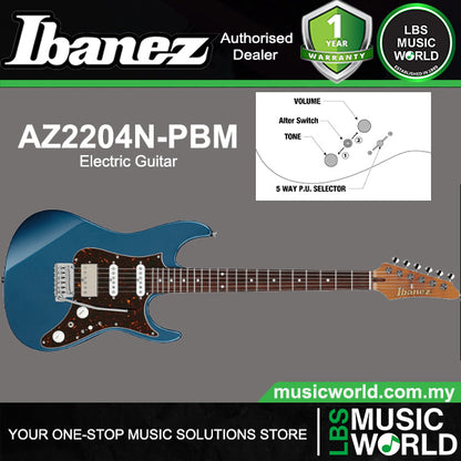 Ibanez AZ2204N Alder Body Prestige Electric Guitar with HSS Pickup and Gotoh Tremolo - Prussian Blue Metallic