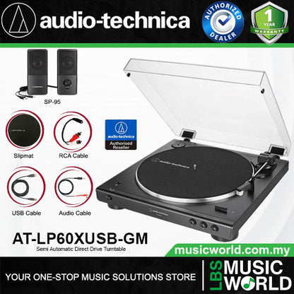 Audio Technica AT-LP60XUSB Fully Automatic USB Belt Drive Stereo Turntable Black Disc Player (ATLP60XUSB AT LP60XUSB LP60X)
