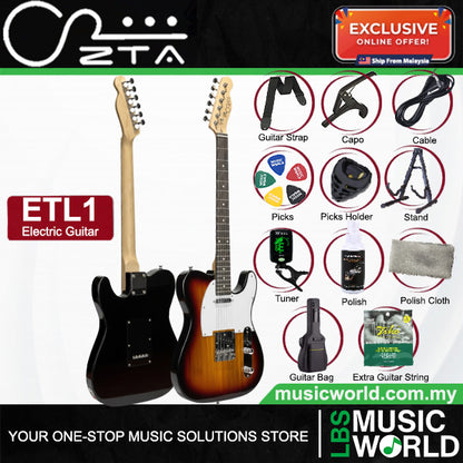 ZTA ETL1 Telecaster Electric Guitar Package with Amplifier Bundle Set