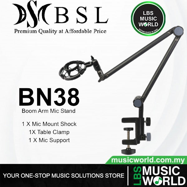 BSL BN38 Microphone Boom Arm Mic Stand with Table Mounting Clamp