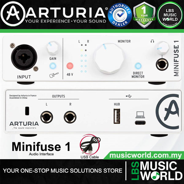 Arturia MiniFuse 1 USB C Portable Audio Interface Compatible with PC and Mac (Mini Fuse)