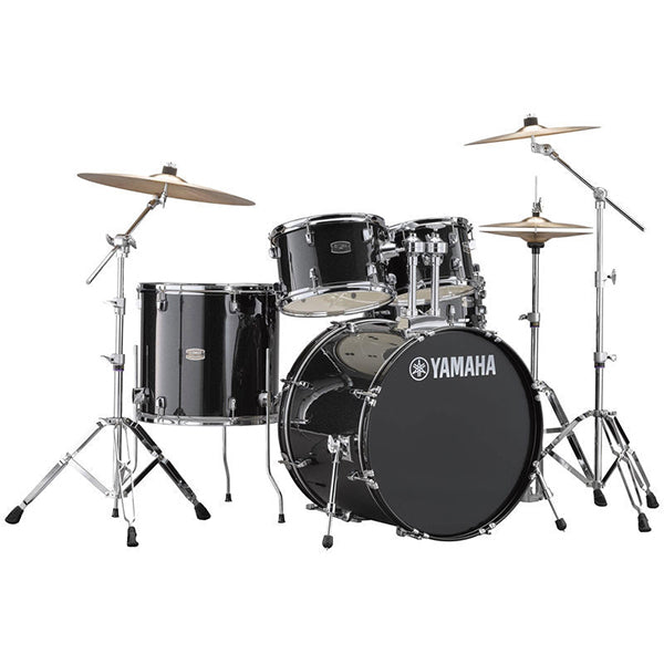 Yamaha Rydeen RDP2F5 5 Piece Acoustic Drum Set With Cymbal Package and Double Pedal - Black